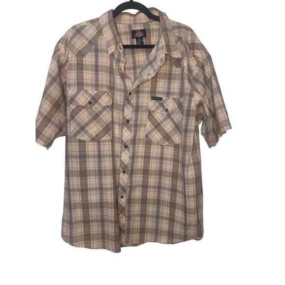 Dickies Plaid Brown Collared shirt - Picture 1 of 5
